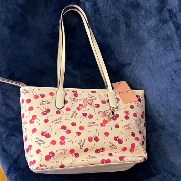 Juicy Couture Handbags - Juicy Couture Cherry Pattern Tote in Cream and Red